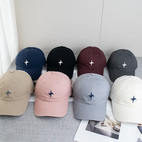 Damen Herren Baumwolle Baseballkappe Mit Kreuzstern-Stickerei Verstellbar Sonnenschutz Gebogene Krempe Lässig Outdoor Sport Entenzungenhut