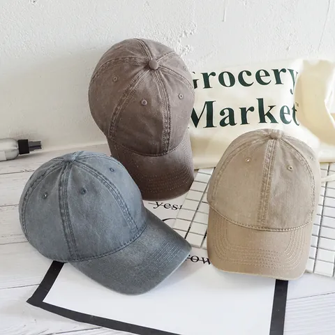 Vintage Washed Cotton Baseball Cap Distressed Adjustable Blank Curved Brim Sun Hat For Women Men Casual Outdoor Fashion