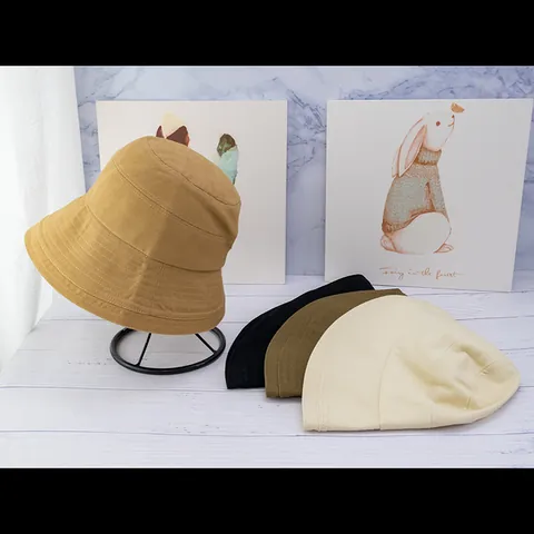 Sombrero de Pescador de Lona de Color Sólido para Mujer Protección Solar Ala Ancha Plegable Estilo Japonés Playa Aire Libre