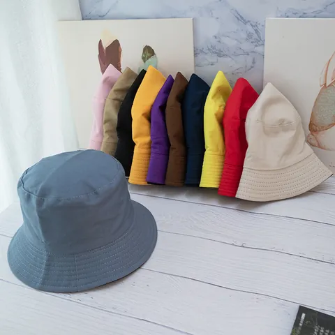 Women Casual Double Sided Bucket Hat Cotton Canvas Sun Protection Solid Color Foldable Outdoor Fisherman Hat Shading Travel Cap