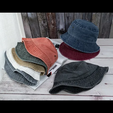 Vintage Washed Cotton Bucket Hat For Men Women Retro Solid Color Sun Protection Outdoor Travel Casual Foldable Basin Hat