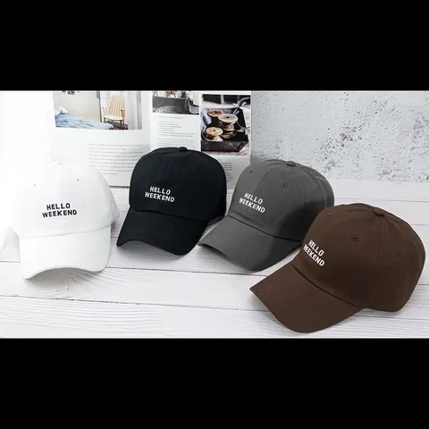 Unisex Casual Cotton Baseball Cap HELLO WEEKEND Embroidery Adjustable Sun Hat Breathable Outdoor Travel Sports Peak Cap