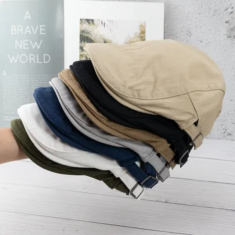Vintage Katoenen Newsboy Pet Voor Heren Dames Effen Kleur Retro Ivy Flat Cap Britse Stijl Verstelbare Schildershoed