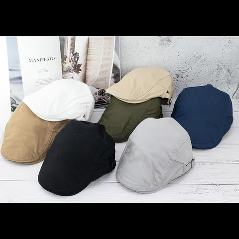 Vintage Katoenen Newsboy Pet Voor Heren Dames Effen Kleur Retro Ivy Flat Cap Britse Stijl Verstelbare Schildershoed