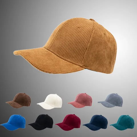 Berretto da Baseball in Velluto a Coste Tinta Unita Unisex Regolabile Cappello da Sole Caldo Invernale Casual Vintage