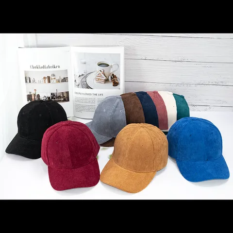 Berretto da Baseball in Velluto a Coste Tinta Unita Unisex Regolabile Cappello da Sole Caldo Invernale Casual Vintage