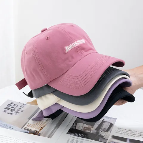 Gorra de Béisbol de 100% Algodón Con Bordado de Letras Awesome para Mujer Hombre Casual Sombrilla Ajustable Streetwear