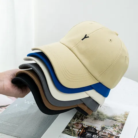 Casquette de Baseball Unisexe en Coton Broderie Lettre Y Bord Incurvé Minimaliste Réglable Protection Solaire Outdoor Décontracté Streetwear