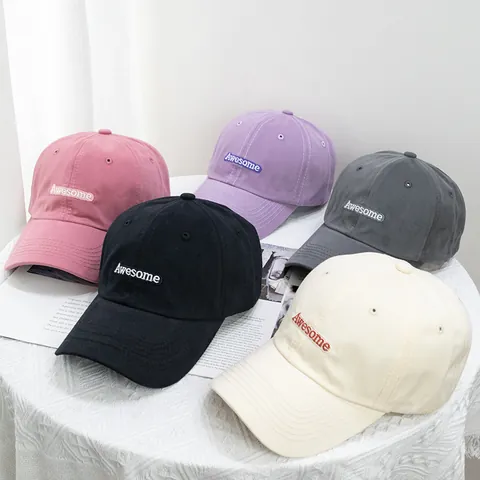 Gorra de Béisbol de 100% Algodón Con Bordado de Letras Awesome para Mujer Hombre Casual Sombrilla Ajustable Streetwear