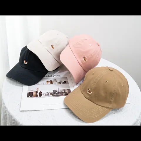 Cute Corgi Dog Embroidery 100% Cotton Adjustable Baseball Cap For Women Sun Protection Casual Outdoor Fashion Sun Hat