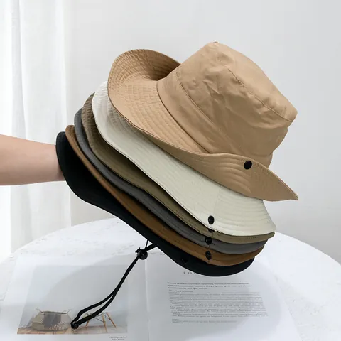 Wide Brim Sun Bucket Hat For Men Women Kids Windproof Foldable Outdoor Fishing Hiking Beach Sun Protection Hat With Adjustable Strap