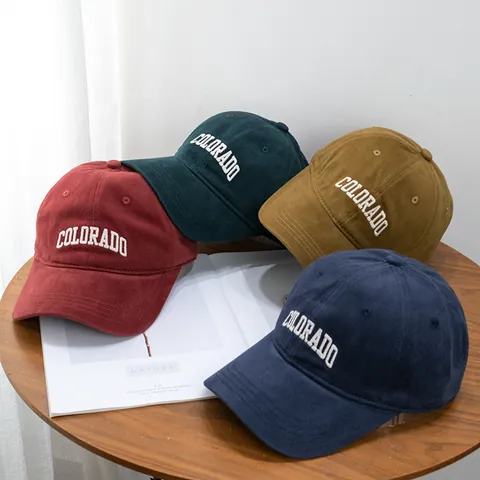 Unisex Βουρτσισμένο Βαμβακερό Καπέλο Μπέιζμπολ Colorado Με Κέντημα Γραμμάτων Ρυθμιζόμενο Ρετρό Casual Καπέλο Ηλίου Για Μεγάλο Κεφάλι Άνδρες Γυναίκες