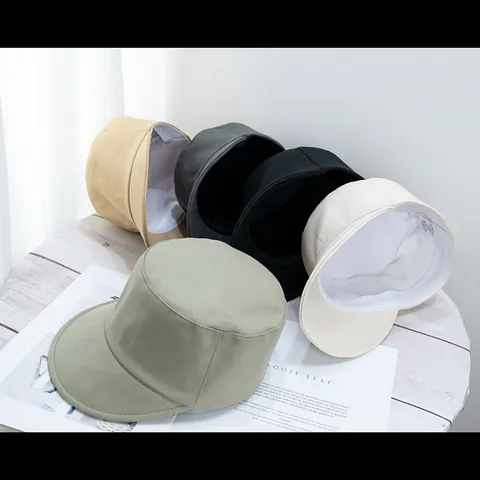 Vintage Cotton Flat Top Cadet Cap For Women Newsboy Casual Navy Hat Adjustable Solid Color Fashion Commute Headwear