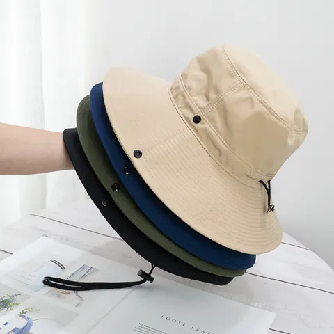 Cappello a Secchiello da Uomo Protezione Solare Asciugatura Rapida Estivo Falda Larga per Escursionismo Pesca Con Coulisse