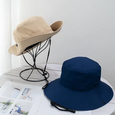 Cappello a Secchiello da Uomo Protezione Solare Asciugatura Rapida Estivo Falda Larga per Escursionismo Pesca Con Coulisse