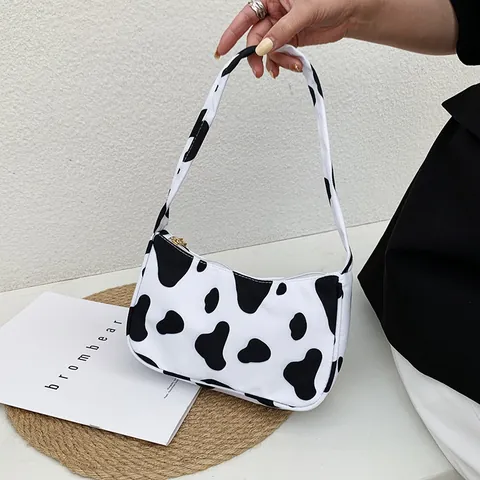 Borsa Sotto Braccio in Nylon alla Moda da Donna Con Stampa Animalier Farfalla Scacchi Elegante Borsa a Tracolla Per Streetwear