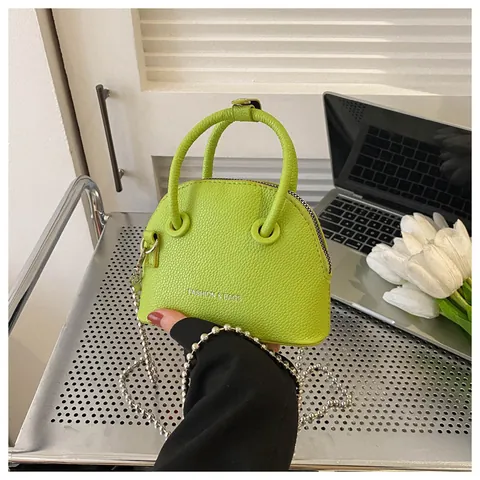 Women Mini Shell Crossbody Bag Lychee Pattern PU Leather Chain Shoulder Bag Fashion Small Lipstick Bag For Ladies