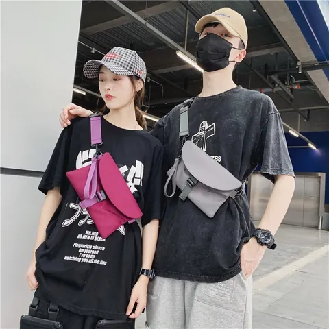 Borsa a Tracolla in Tessuto Oxford Minimalista Urbano per Uomo Donna Borsa da Petto Leggera Street Fashion Con Fibbia Regolabile
