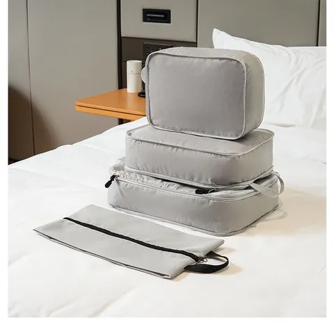 Ensemble de Cubes de Rangement de Voyage à Compression en Tissu Oxford Imperméable Sacs d'Organisation pour Vêtements Chaussures