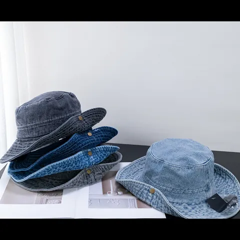 Chapeau Bob en Denim Lavé Vintage Pour Hommes Femmes Unisexe Protection Solaire Extérieur Pêche Voyage Rétro Décontracté à Large Bord