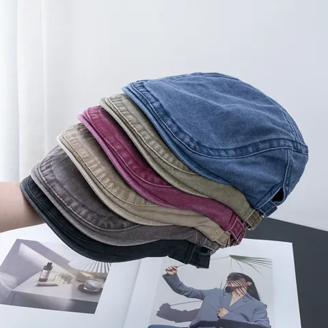 Vintage Washed Cotton Flat Cap For Men Women Adjustable Newsboy Beret Ivy Hat Distressed Cabbie Cap Casual Painter Hat
