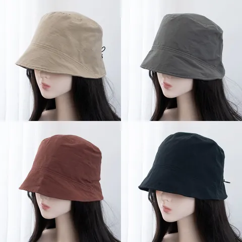 Casual Cotton Bucket Hat For Women Adjustable Short Brim Fisherman Hat Breathable Sun Protection Outdoor Sunshade Foldable Hat