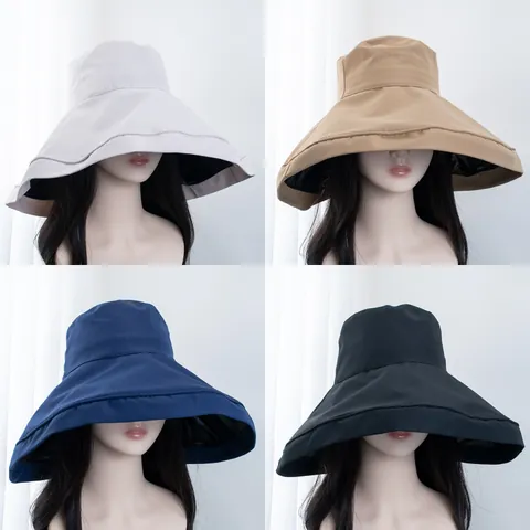 Women Wide Brim Bucket Hat With Vinyl UV Protection Coating Foldable Summer Sun Hat For Beach Outdoor Casual Travel Headwear