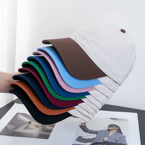Gorra de Béisbol de Algodón Lavado de Color de Contraste Parte Superior Suave Ajustable Protección Solar Casual Dad Hat Mujer Hombre
