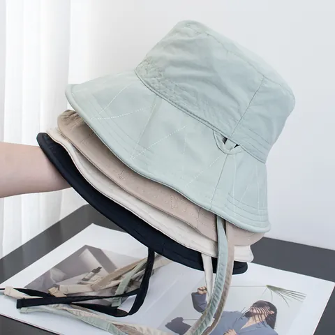 Women Japanese Quick Dry Bucket Hat With Ponytail Hole Sun Protection Breathable Wide Brim Sun Hat For Travel Outdoor