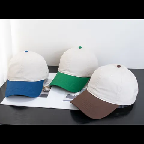Gorra de Béisbol de Algodón Lavado de Color de Contraste Parte Superior Suave Ajustable Protección Solar Casual Dad Hat Mujer Hombre