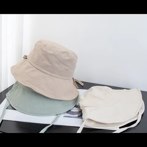 Women Japanese Quick Dry Bucket Hat With Ponytail Hole Sun Protection Breathable Wide Brim Sun Hat For Travel Outdoor