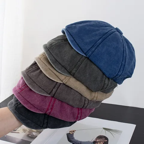 Retro Washed Cotton Newsboy Cap For Men Women Octagonal Ivy Hat Solid Color Casual Breathable Painter Cap Fashion Accessory