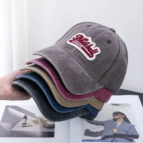 Gorra de Béisbol de Algodón Lavado Retro Desgastado Soft Top Con Parche Bordado Gorra Ajustable para Hombre Mujer Casual