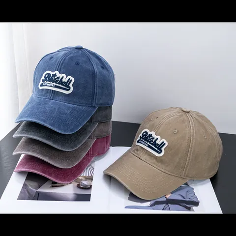 Gorra de Béisbol de Algodón Lavado Retro Desgastado Soft Top Con Parche Bordado Gorra Ajustable para Hombre Mujer Casual