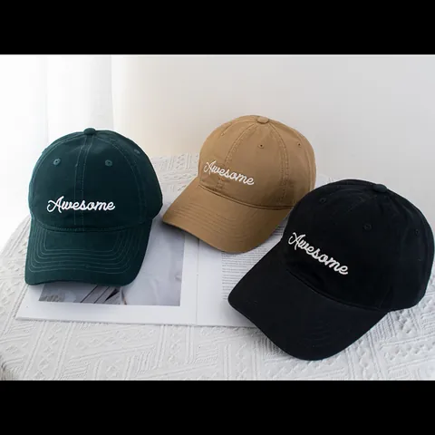 Cotton Awesome Letter Embroidered Baseball Cap For Men Women Vintage Adjustable Sun Hat Casual Sporty Soft Top Snapback