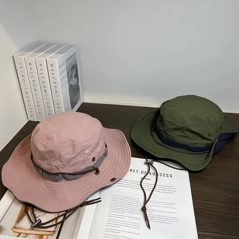 Chapeau de Pêcheur d'Extérieur à Séchage Rapide pour Femmes Avec Cordon Coupe-Vent Réglable Large Bord Protection Solaire Randonnée Camping Chapeau de Soleil