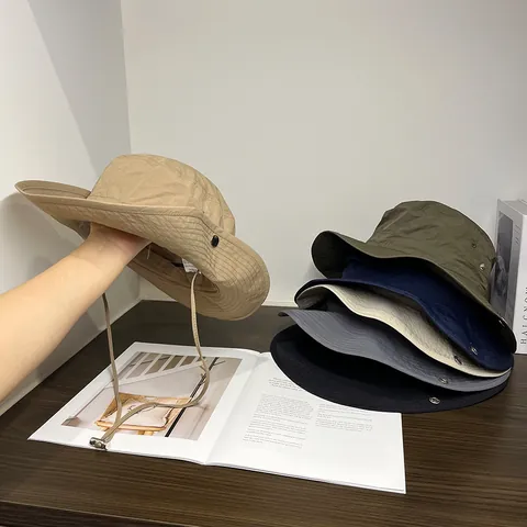 Cappello a Secchiello per Esterni ad Asciugatura Rapida Protezione UV Tesa Larga Con Sottogola Regolabile per Escursionismo Pesca
