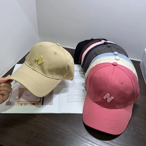 N Letter Embroidery Cotton Baseball Cap For Men Women Korean Style Fashion Casual Sun Hat Adjustable Soft Top Duck Tongue Hat