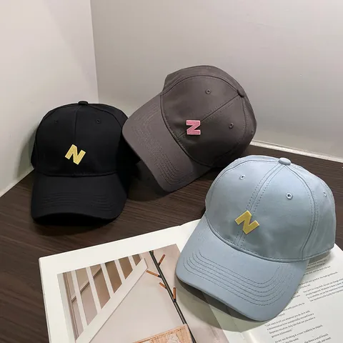 N Letter Embroidery Cotton Baseball Cap For Men Women Korean Style Fashion Casual Sun Hat Adjustable Soft Top Duck Tongue Hat