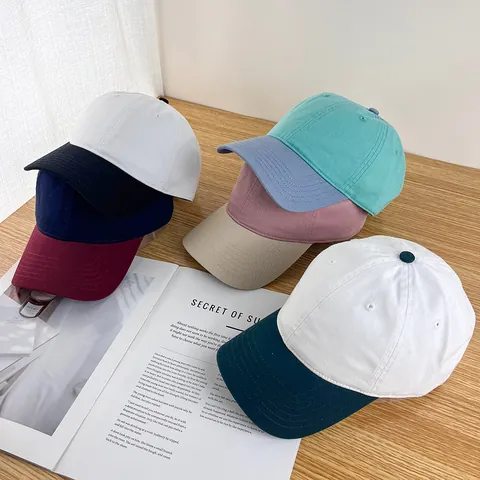 Berretto da Baseball in Cotone Color Block Unisex Casuale Regolabile Cima Morbida Parasole Tesa Curva Sportivo Moda All'aperto