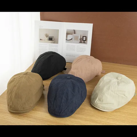 Coppola in Cotone Stile Vintage Britannico per Uomo Donna Leggera Traspirante Regolabile Berretto Piatto Estivo Cappello Sole