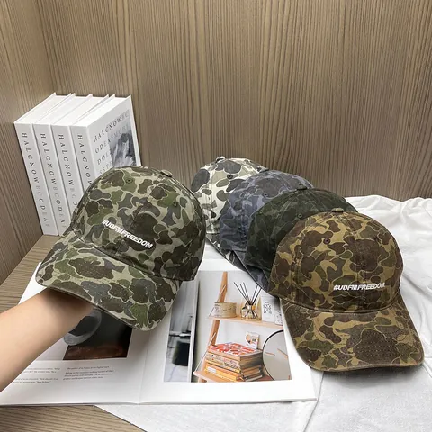 Gorra de Béisbol de Algodón de Camuflaje Vintage Americano para Hombres Mujeres Estilo Workwear Bordado Ajustable Sombrero de Sol al Aire Libre