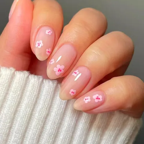 Kurze Aufdrücknägel Rosa Kirschblüte Floral Glänzende Falsche Nägel ABS Kunststoff Künstliche Nägel Für Damen Tägliche Maniküre
