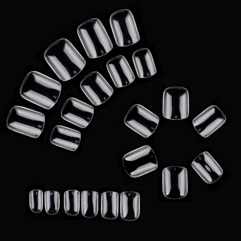 Transparent Square Glossy Press-On Nails Kit With Glue And Tools For Women DIY Manicure Fashion Decorative Artificial Nails