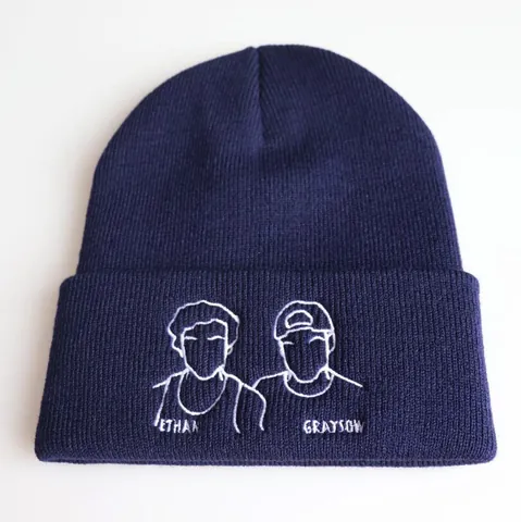 Minimalistische Gebreide Muts Voor Heren Dames Winter Warm Zacht Acryl Geborduurd Portret Patroon Cuff Beanie Ski Cap