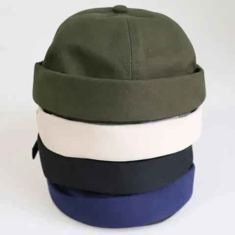 Unisex Vintage Baumwoll Docker Mütze Ohne Krempe Miki Hut Rollrand Verstellbare Retro Seemannskappe Damen Herren Beanie