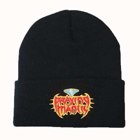 Praying Mantis Stickerei Strickmütze Für Herren Damen Winter Warm Hip Hop Streetwear Acryl Umschlagmütze Beanie
