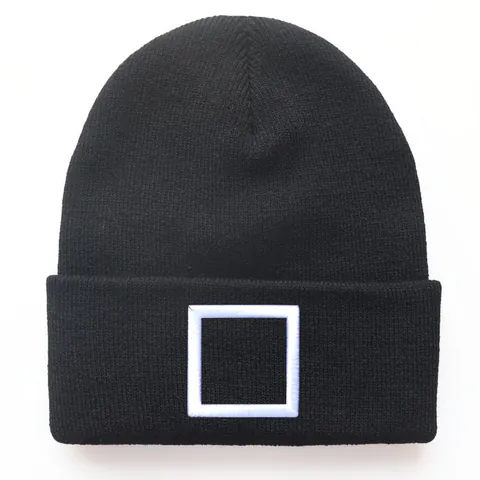 Geometrische Stickerei Strickmütze Unisex Winter Warm Acryl Umschlag Skull Cap Für Herren Damen Einfarbig Elastische Outdoor Kopfbedeckung