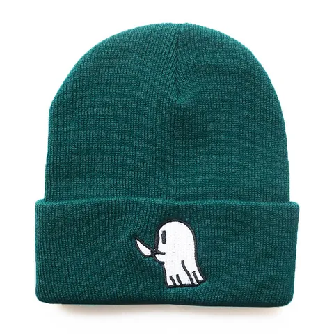 Halloween Geist Messer Stickerei Strickmütze Beanie Warm Acryl Wintermütze Für Unisex Hip Hop Outdoor Sport Mützen