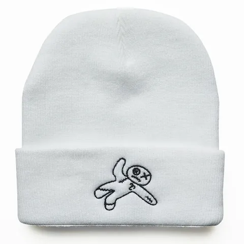 Ragdoll Voodoo Doll Embroidery Knitted Beanie Hat For Men Women Acrylic Winter Warm Streetwear Hip Hop Cuff Skull Cap